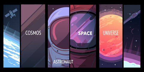 Space Themed Posters Vertical Format Vector Illustration © Sanjoy