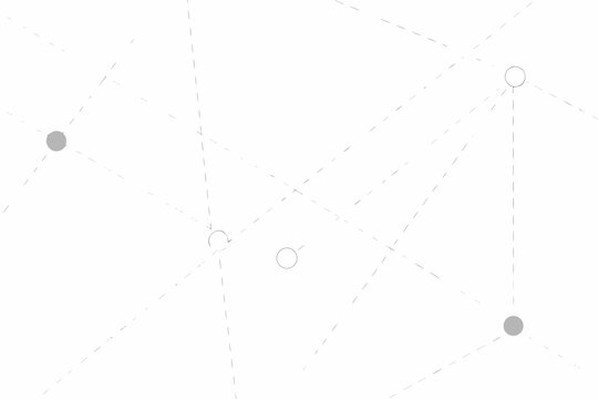 Abstract Line Network With Circles And Dashed Lines On White Background