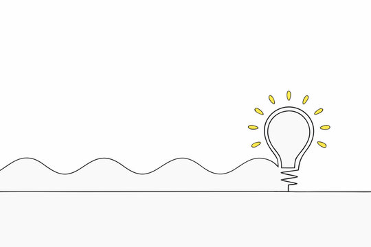 Lightbulb Drawing With Wavy Line Minimalist Continuous Line Art