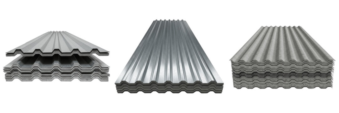 Industrial Corrugated Metal Sheet PNG Transparent Steel Roofing Zinc Panel Isolated Construction Material Element for Building and Hardware Design