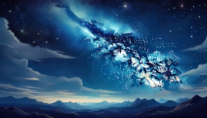 Fototapeta premium deep blue night sky filled with twinkling stars and cosmic dust wonder dark