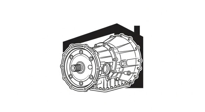 Detailed drawing of a mechanical gearbox.