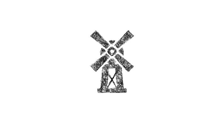 Sketch windmill icon animation - smooth progressive reveal