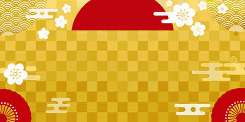 Japanese rising sun design with floral ornaments vector illustration © Sourav