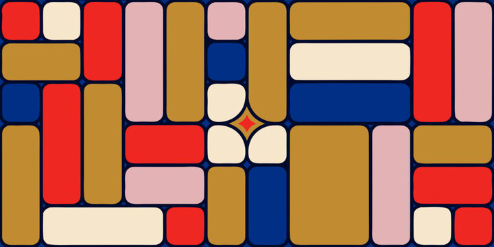 Geometric Block Pattern With Rounded Rectangles And Dark Blue Background