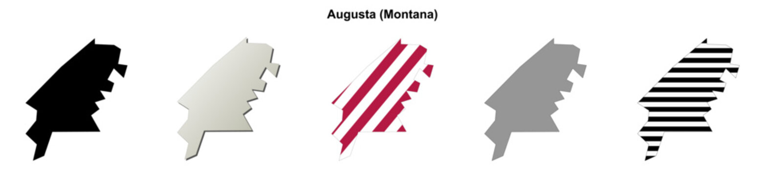 Augusta (Montana) blank outline map set