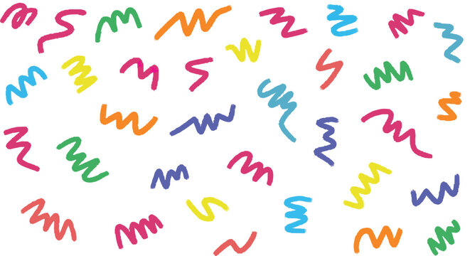 Colorful squiggles on white background