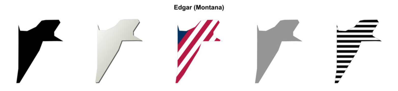 Edgar (Montana) blank outline map set