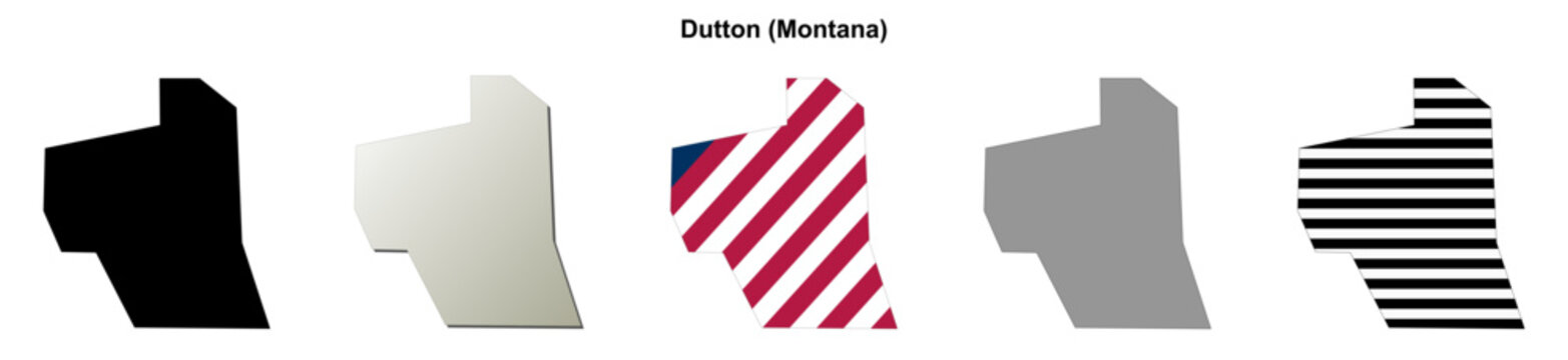 Dutton (Montana) blank outline map set
