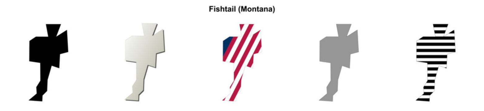 Fishtail (Montana) blank outline map set