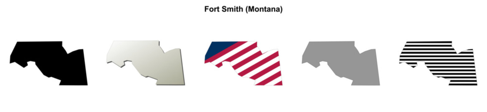Fort Smith (Montana) blank outline map set