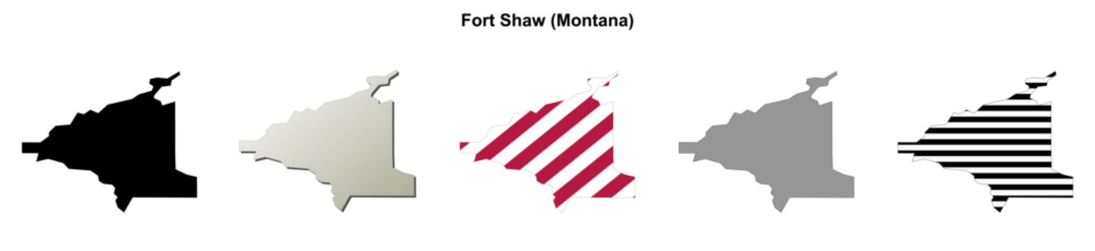 Fort Shaw (Montana) blank outline map set
