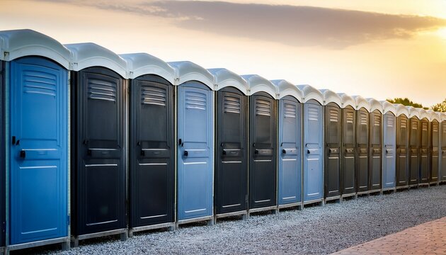 portable sanitation units in a row
