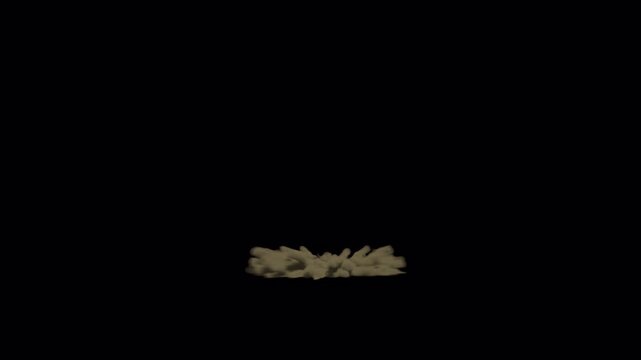 Ground Dust Cloud Overlay on Black Background with Rolling Sand Particles, Realistic Atmospheric Effect and Cinematic VFX Animation Loop