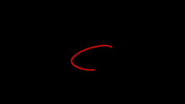 A red curved line on a black background, simple geometric shape, abstract design element, minimalist art, bold color contrast