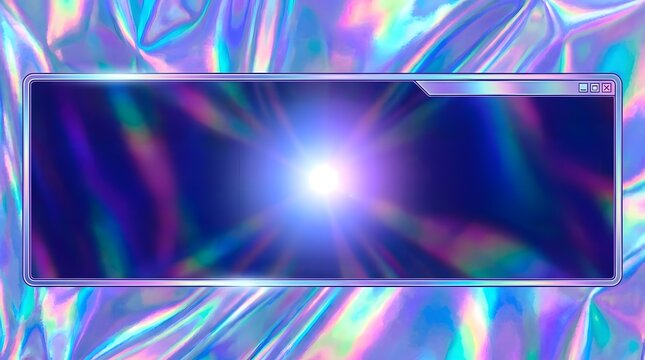 Holographic background with glowing computer window frame