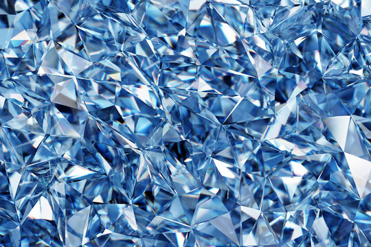 Abstract Blue Diamond Texture Crystal Close-Up Background, 3D rendering	
