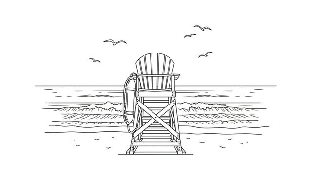 Beach chair with back facing ocean.