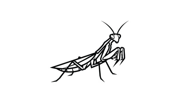 Detailed drawing of a praying mantis.