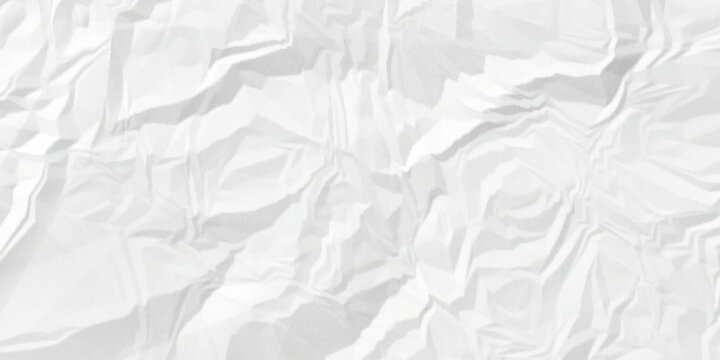 Crumpled paper Blank white crumpled and creased paper poster. Isolated light grungy wrinkled torn old paper material abstract texture background.