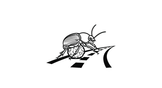 Black beetle on checkered flag racing.