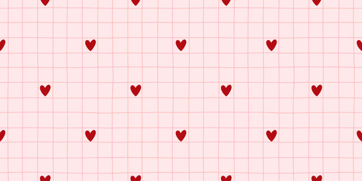 Ditsy texture seamless with bow bg heart for background cute checkered. Pattern abstract vector with repeat linen simple for drawn stripe galentine. Vintage graphic baby with valentine vichy.