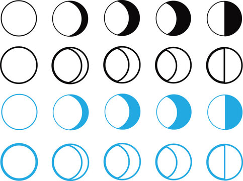 Moon phase silhouette icons
