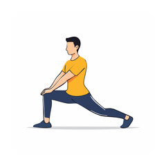 Fototapeta premium Man doing a deep lunge stretch, flat design illustration