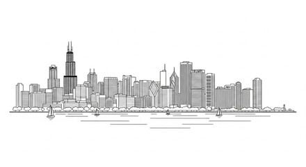 Obraz premium City skyline with tall buildings.