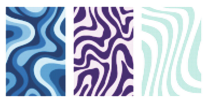 Cyan teal topographic multi map halftone background pattern texture vector bundle collection set modern graphic design template