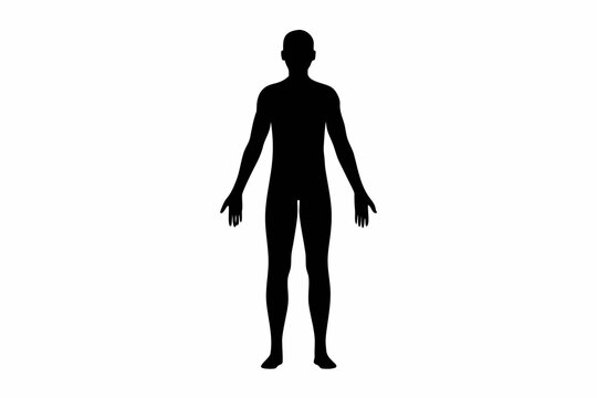 Human Body Silhouette On White Background Minimalist Design
