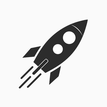 Rocket Launch Icon A Minimalist Black Silhouette On White Background