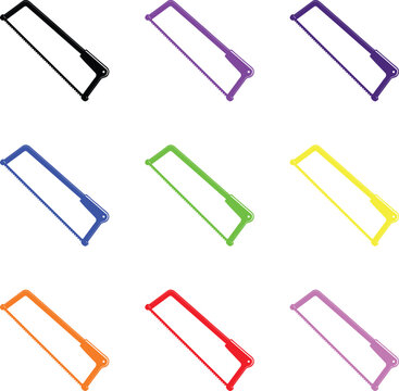 Set of different colored hacksaws vector illustration perfect for various projects.