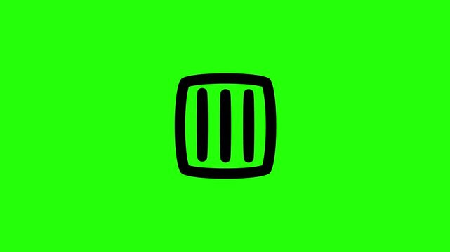 Clean 4K horizontal video of a garment maintenance square with three vertical drip dry lines silhouette bouncing. Universal product tag design asset.