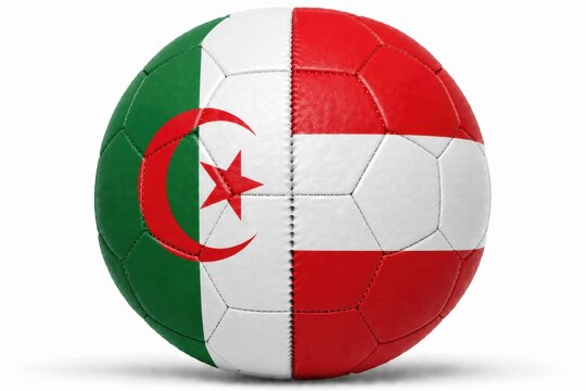 soccer ball with algerian and austrian flags