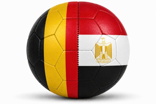 soccer ball with belgium and egypt flags