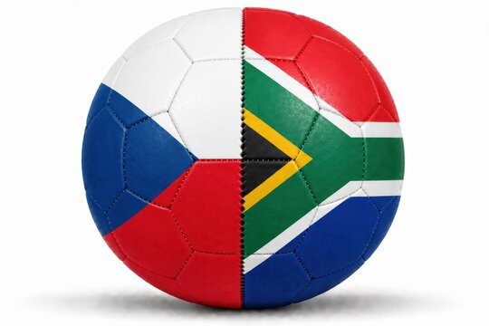 soccer ball with flags of czech republic and south africa