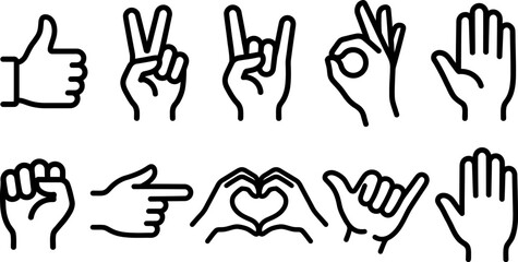 Fototapeta premium Collection of human hand gestures and signs with pointing