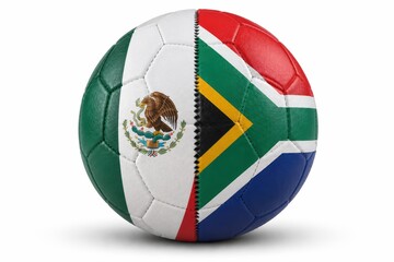 Naklejka premium soccer ball with mexico and south africa flags