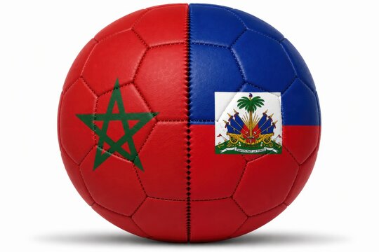soccer ball with morocco and haiti flags