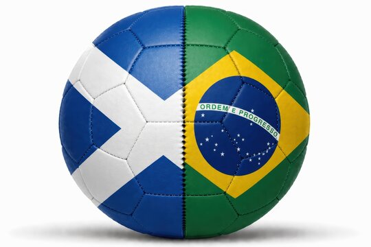 soccer ball with scotland and brazil flags