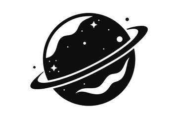 Fototapeta premium planet space silhouette line art vector illustration