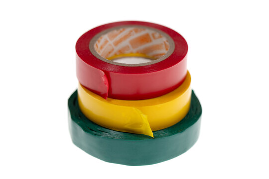 Rolls of electrical tapes isolated on white background