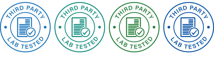 Third Party Lab Tested Certification Badge Icons Set © Backgrounds Only
