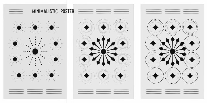 Geometric floral ornament series on a white background