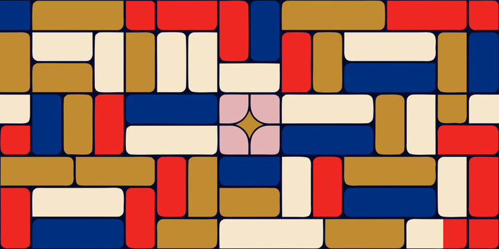 Rectangular block pattern with pastel and primary colors vector illustration