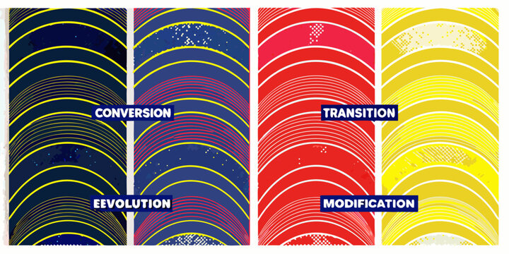 Curved line gradient patterns a set of four vertical compositions