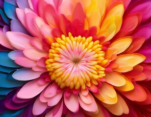 Fototapeta premium a vibrant explosion of colors radiating from the center blending shades of pink red orange and yellow creating a dynamic and energetic visual effect