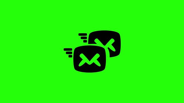 4K resolution video of twin flying mail envelopes with speed motion motion lines silhouette bouncing. Perfect universal rapid delivery icon.