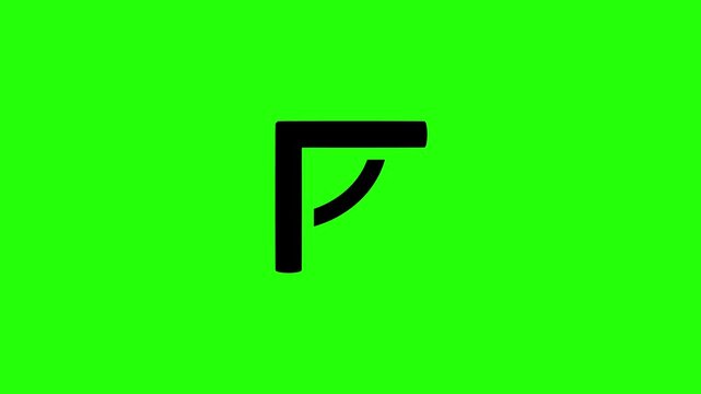 4K resolution video of a geometric right angle corner measure square ruler silhouette bouncing into view. Perfect construction blueprint icon.